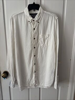White Button-Down Casual Shirt